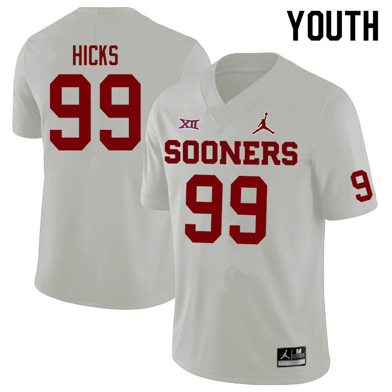 Jordan Brand Youth #99 Marcus Hicks Oklahoma Sooners College Football Jerseys Sale-White